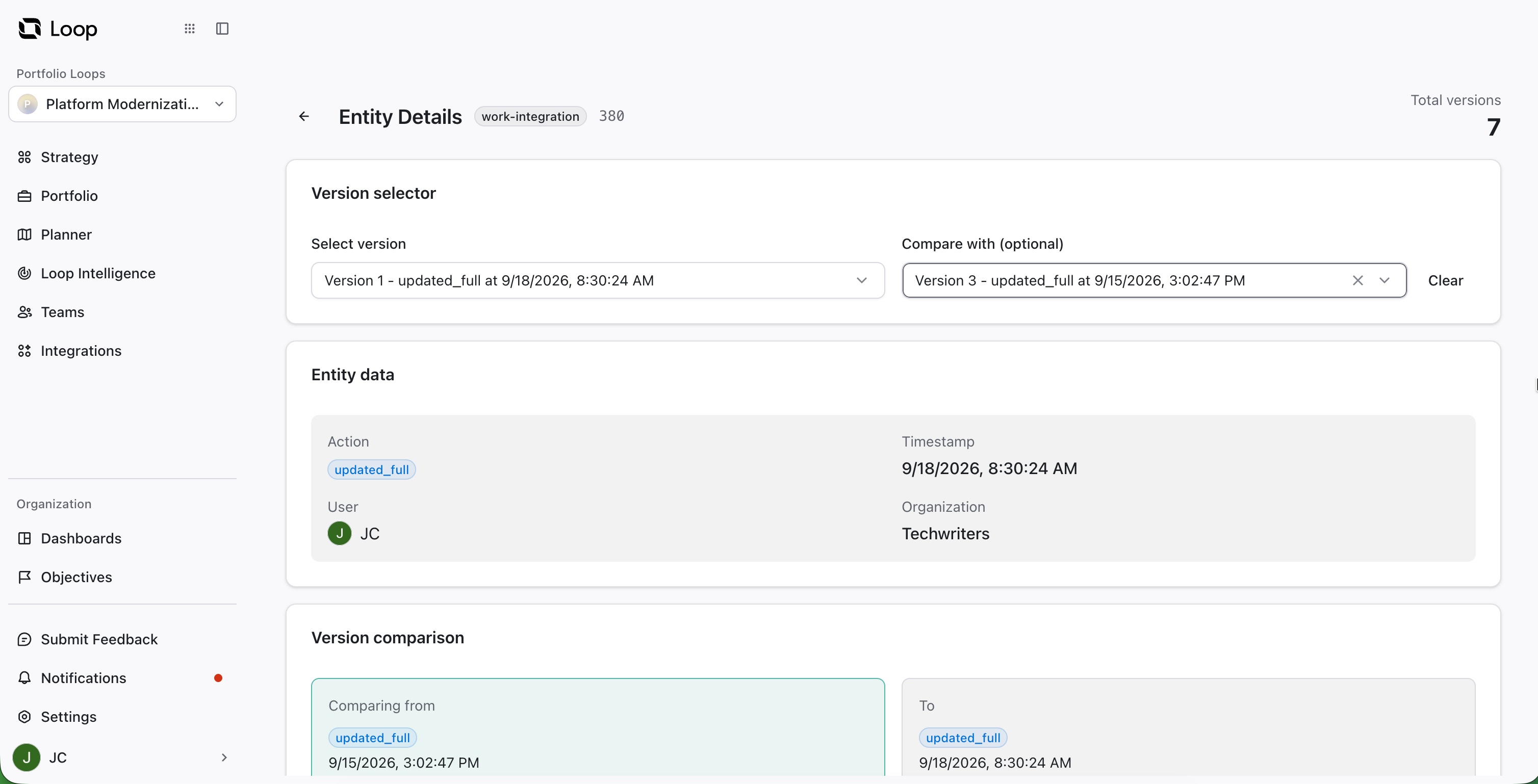 Audit Log - Entity Details with version comparison.jpg