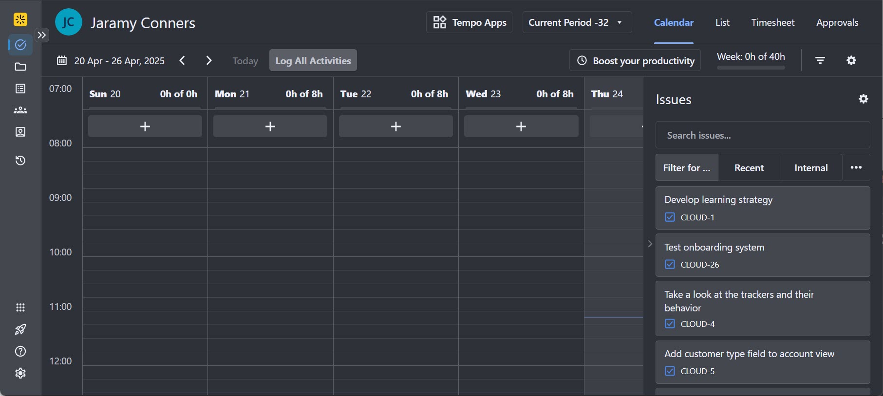 Timesheets in Dark Mode