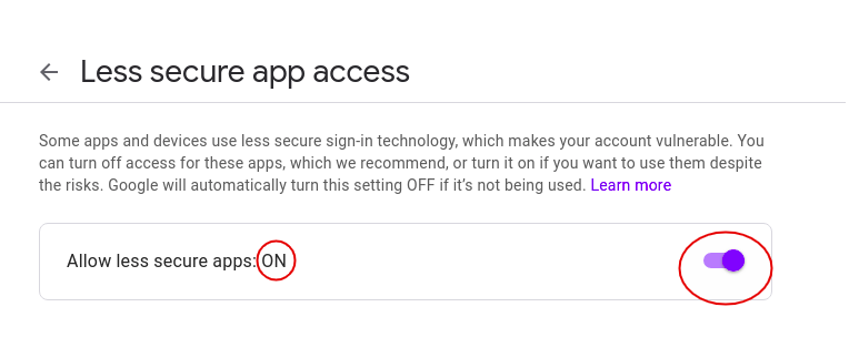 Turn on access for third-party applications as shown in the screenshots.