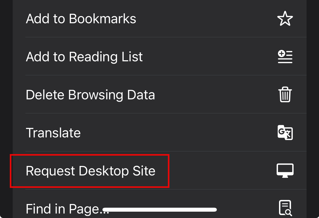 Request desktop site