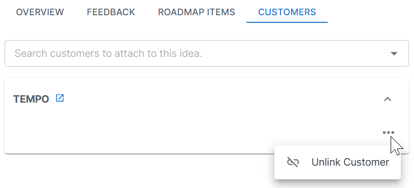 Unlink a customer from an idea