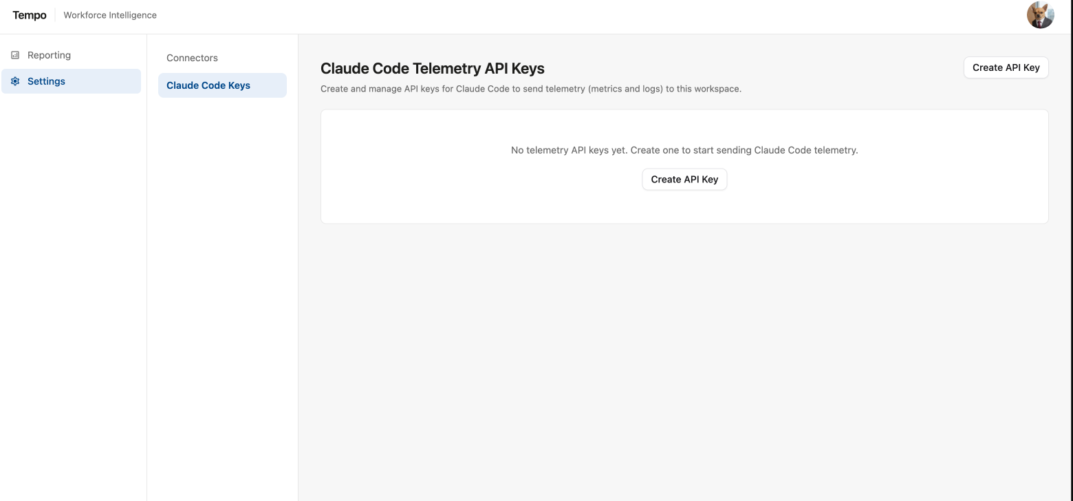 Claude Code Telemetry API Keys screen.png