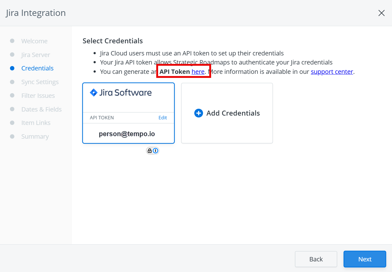 Link to generate and API token