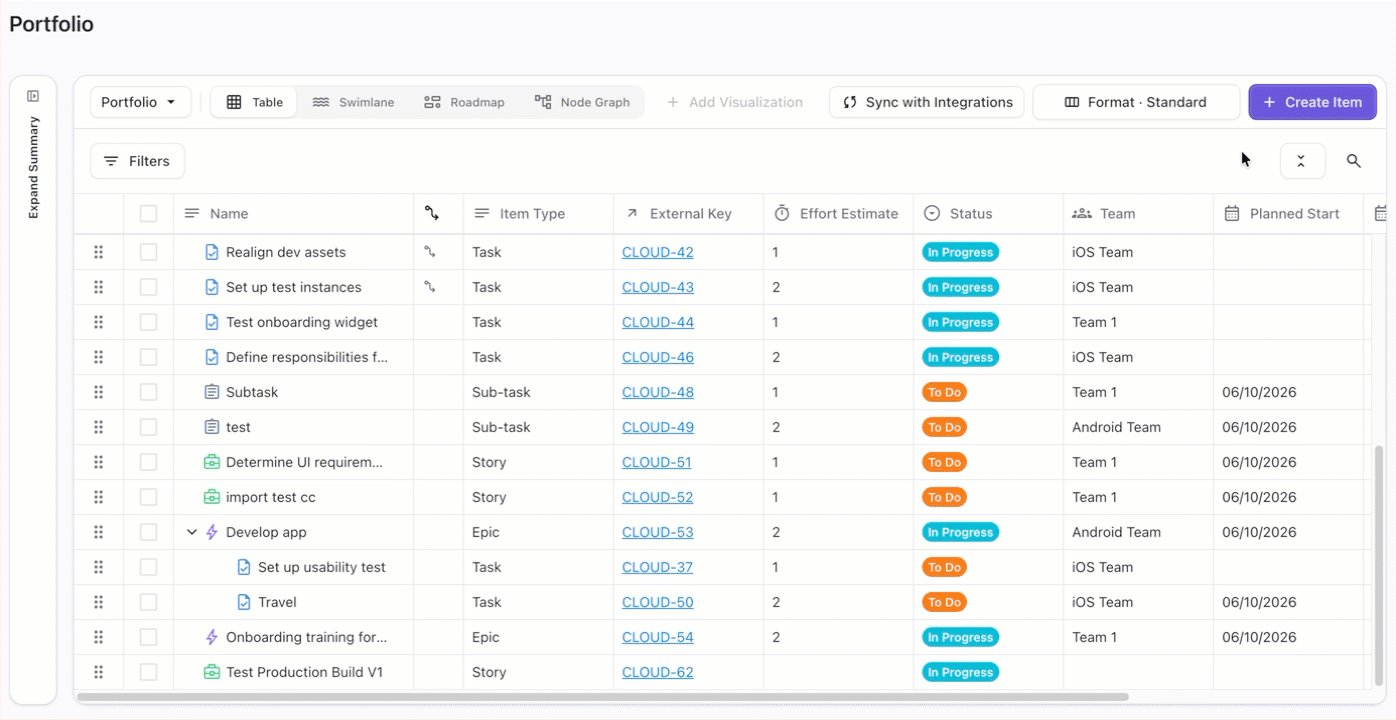 Creating a new initiative on the Portfolio screeen.gif