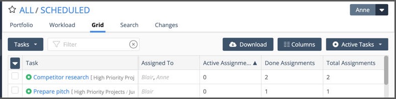 Use Grid View to find tasks to be marked done