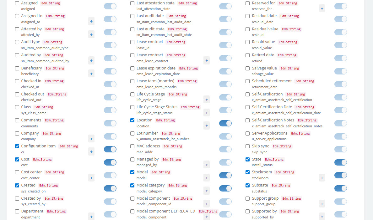 Power BI - ServiceNow Connector - alm_hardware table.jpg