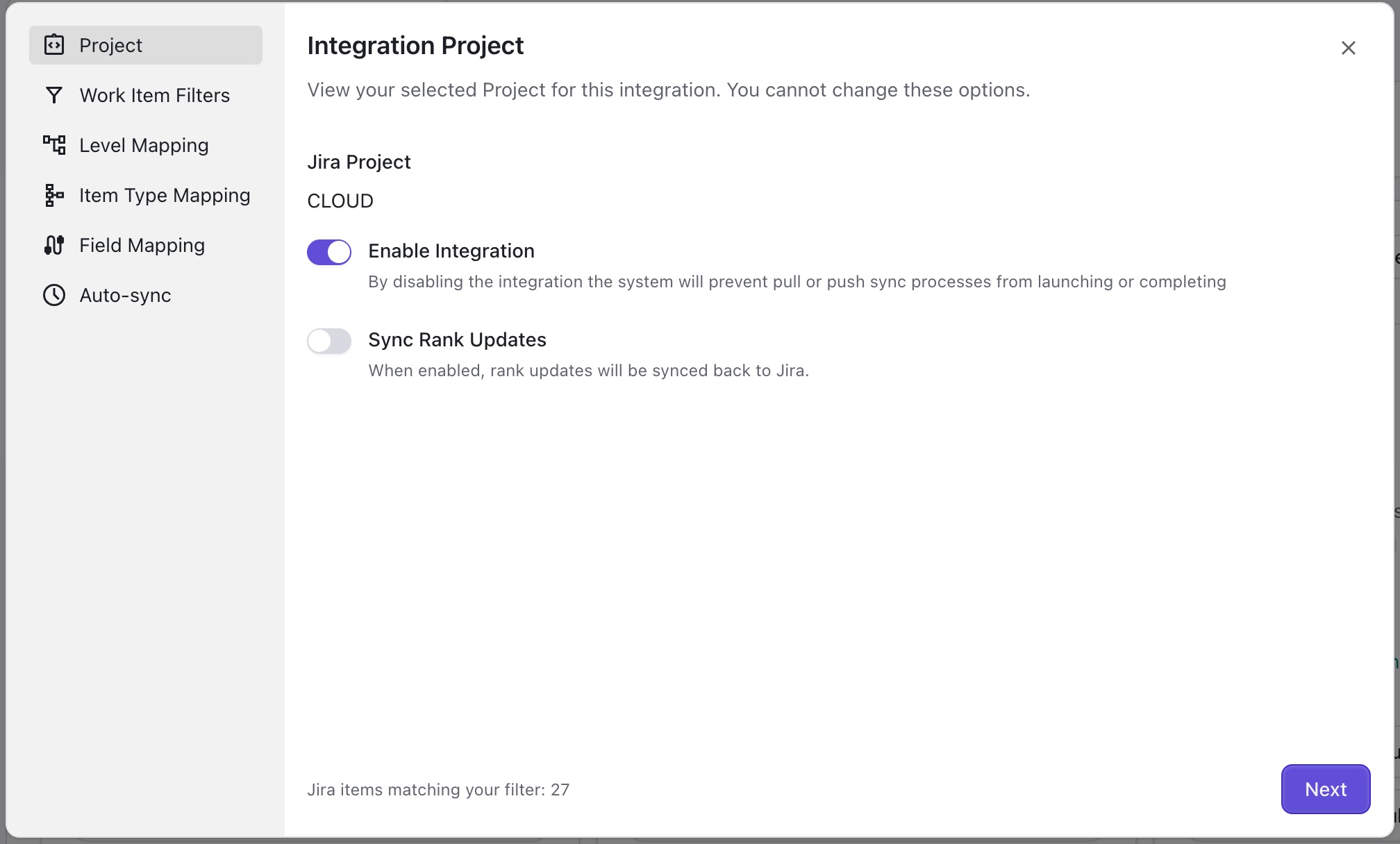 Jira Integration configuration screen.jpg