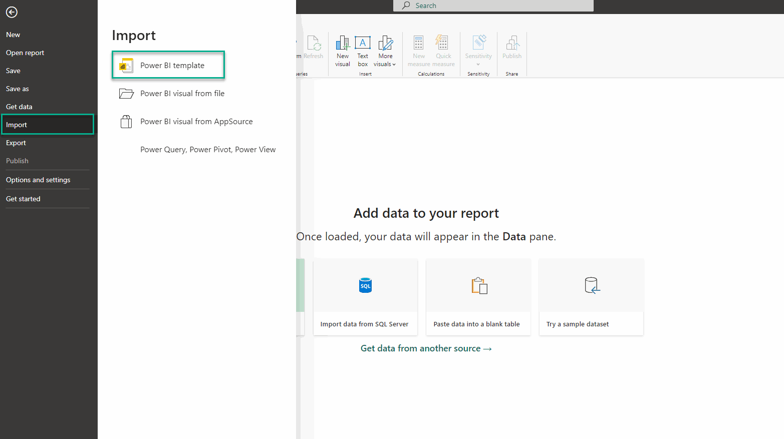 Import - Power BI template.gif