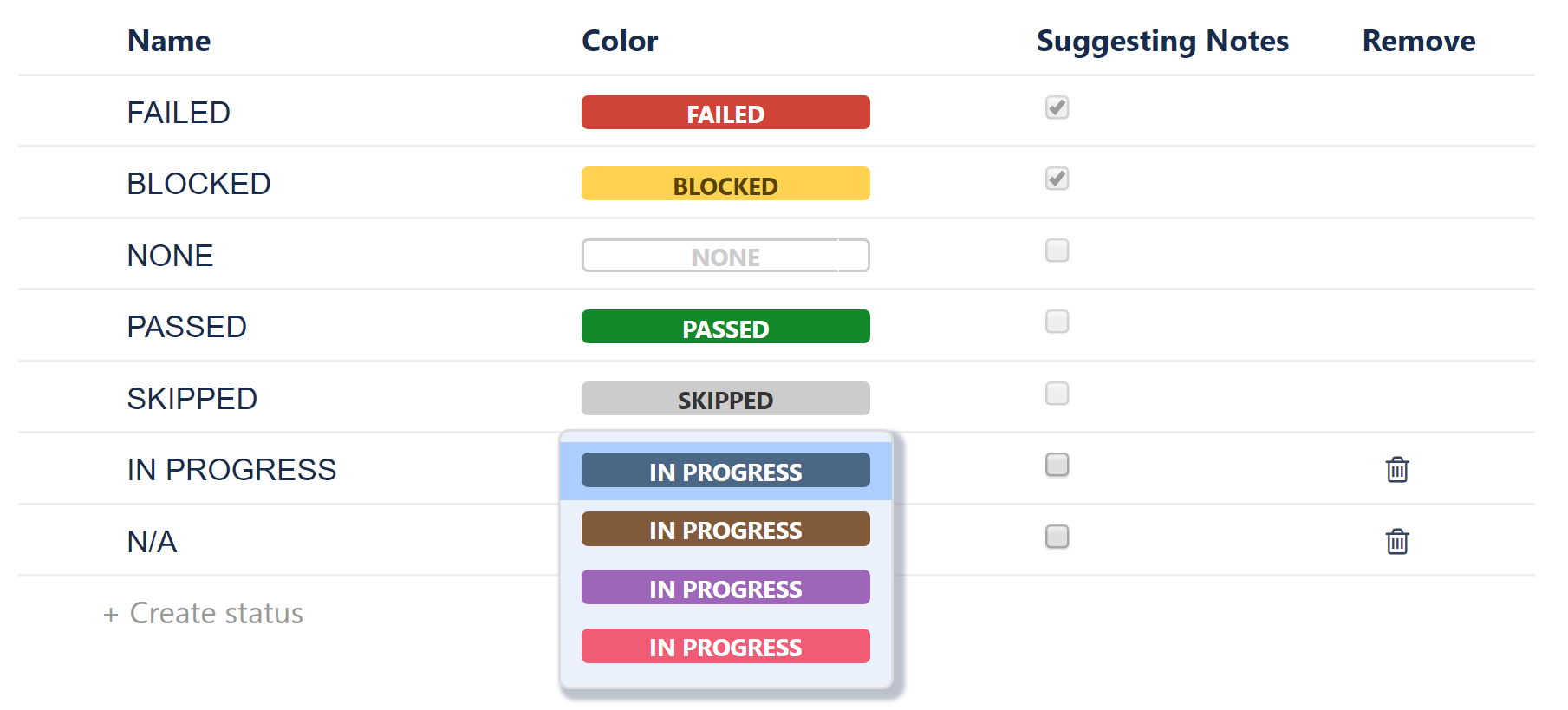 Change a status color