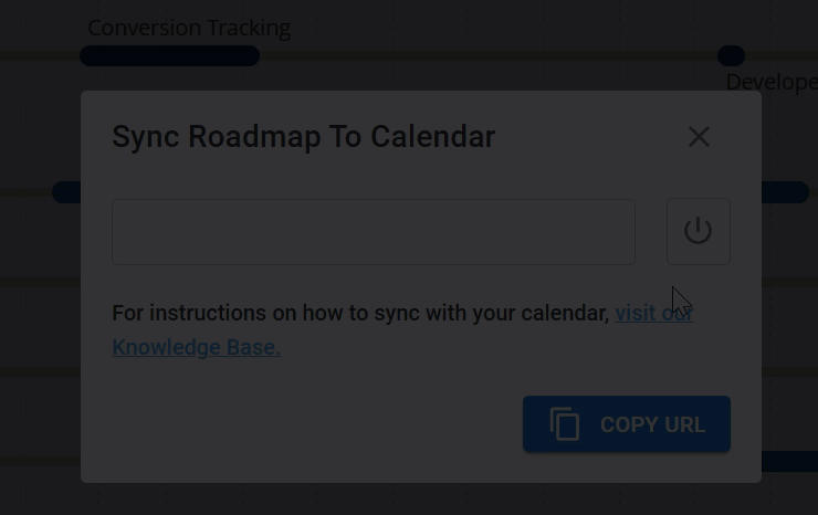 Syncing a roadmap to a calendar and copying the link